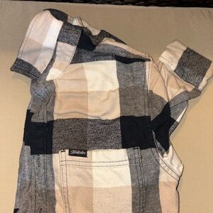 Hollister Checkered Shirt in Black, White, and Tan